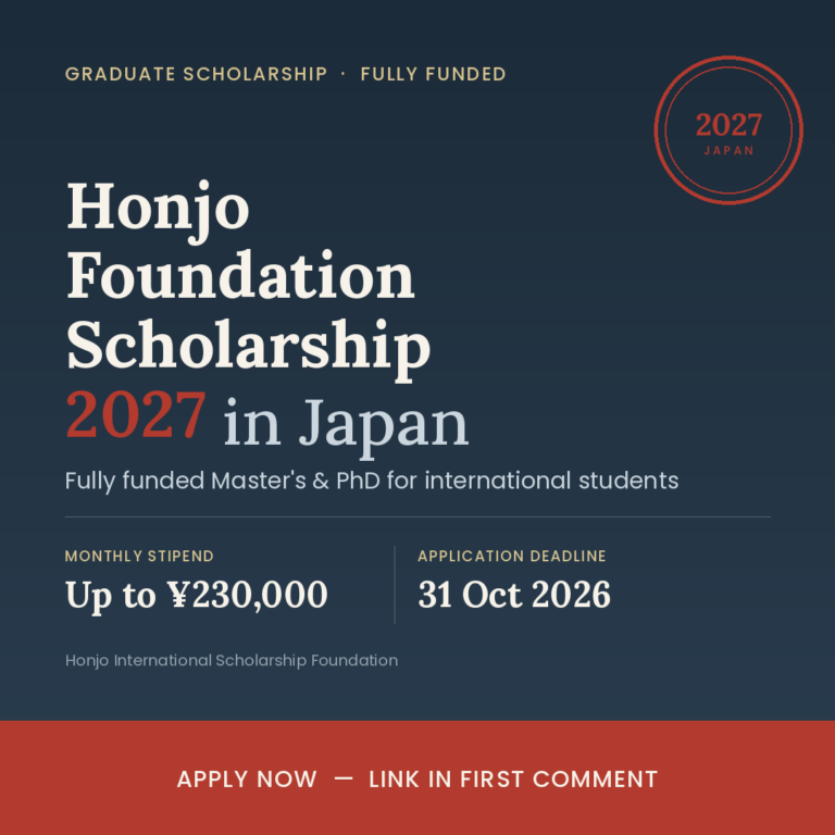 Honjo Foundation Scholarship 2027 in Japan
